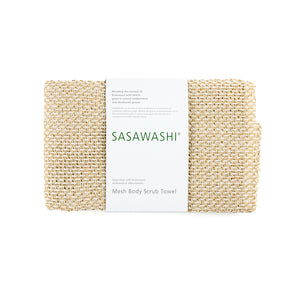 Sasawashi Mesh Body Scrub Towel,Japanese Bath Accessories, Amayori, Packaging